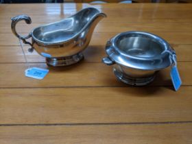 A Gorham American silver plated bowl, and an Elkington silver plated gravy boat Location: