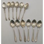 A set of early 20th century silver coffee spoons 47g, and a set of Continental silver coffee