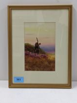 A European watercolour of a windmill looking out over the sea, bears a signature J Howard, 31cm h