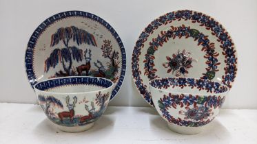 Two 18th century Liverpool tea bowls and saucers to include a Seth Pennington bowl and saucer in the