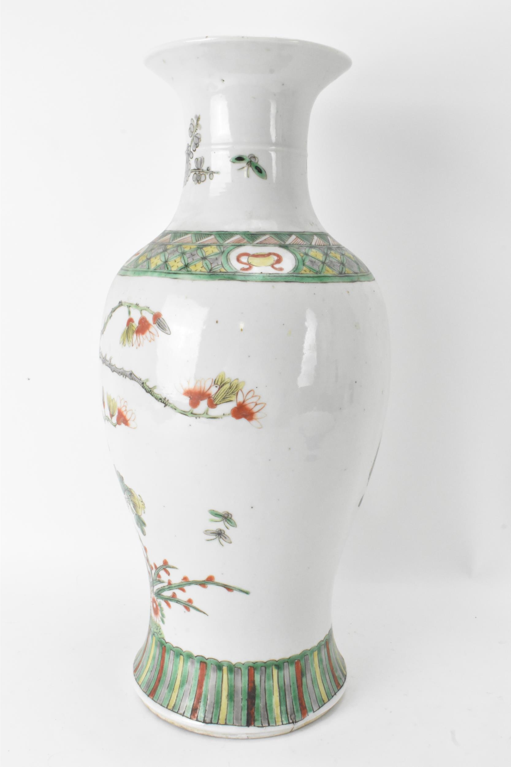 A Chinese famille vert yen-yen vase, Qing Dynasty, late 19th century, in the Kangxi style, of - Image 3 of 6