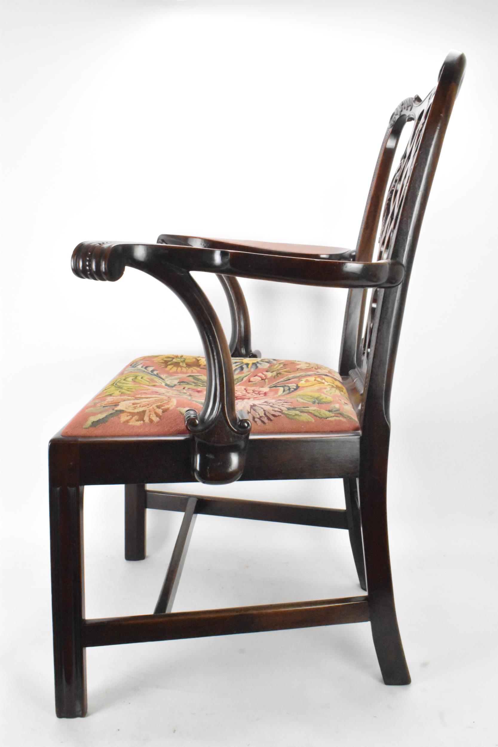 A pair of late 19th century mahogany Chippendale style carver chairs, carved with C scrolls, egg and - Image 6 of 17