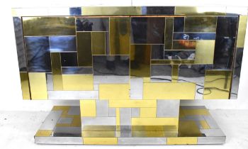 A Paul Evans 'Cityscape' chromed steel and brass sideboard, produced by Directional, circa 1970,