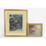 Two paintings to include Mabel Gear (British 1900-1997) - An oil on board depicting three fish, 25.