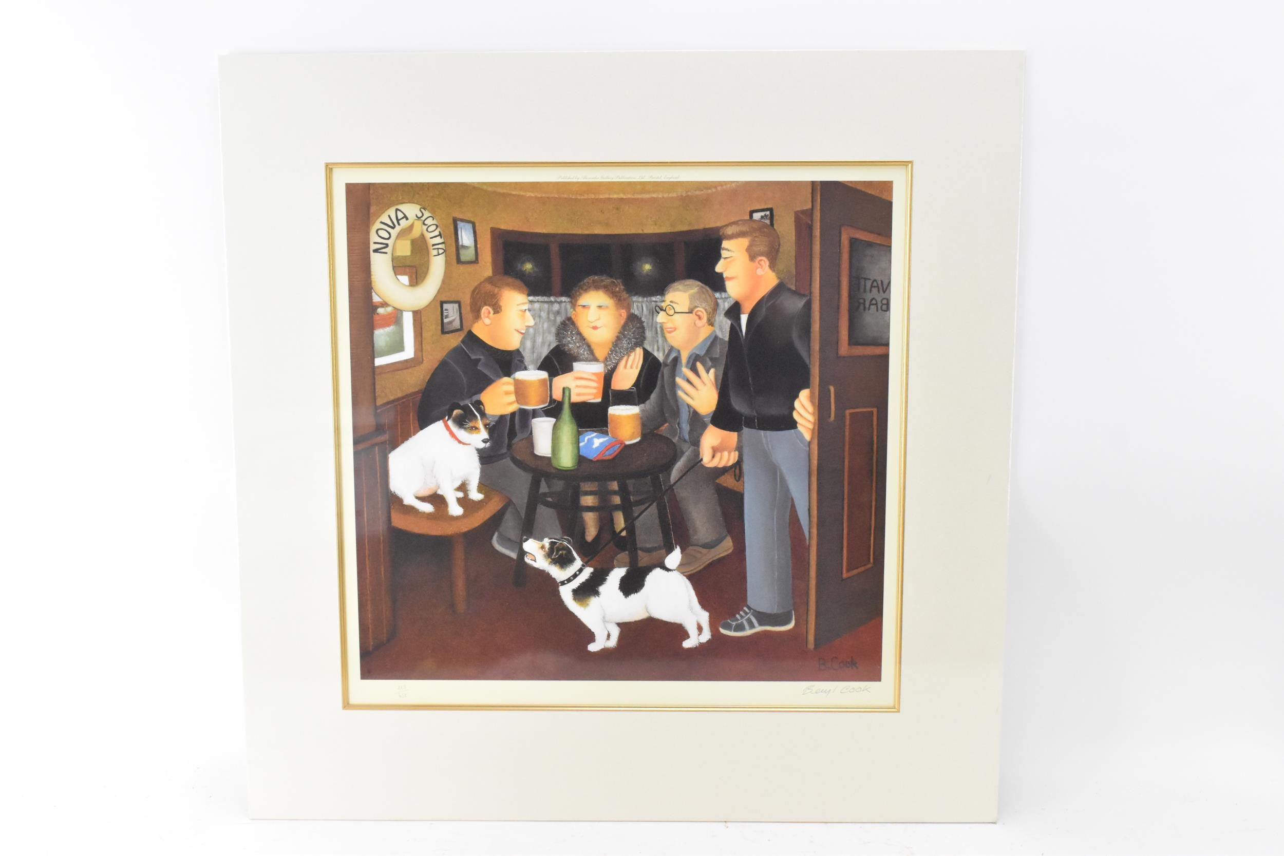 Beryl Cook (1926-2008) 'In the Snug' signed limited edition print, published 2003, numbered 223/650, - Image 2 of 6