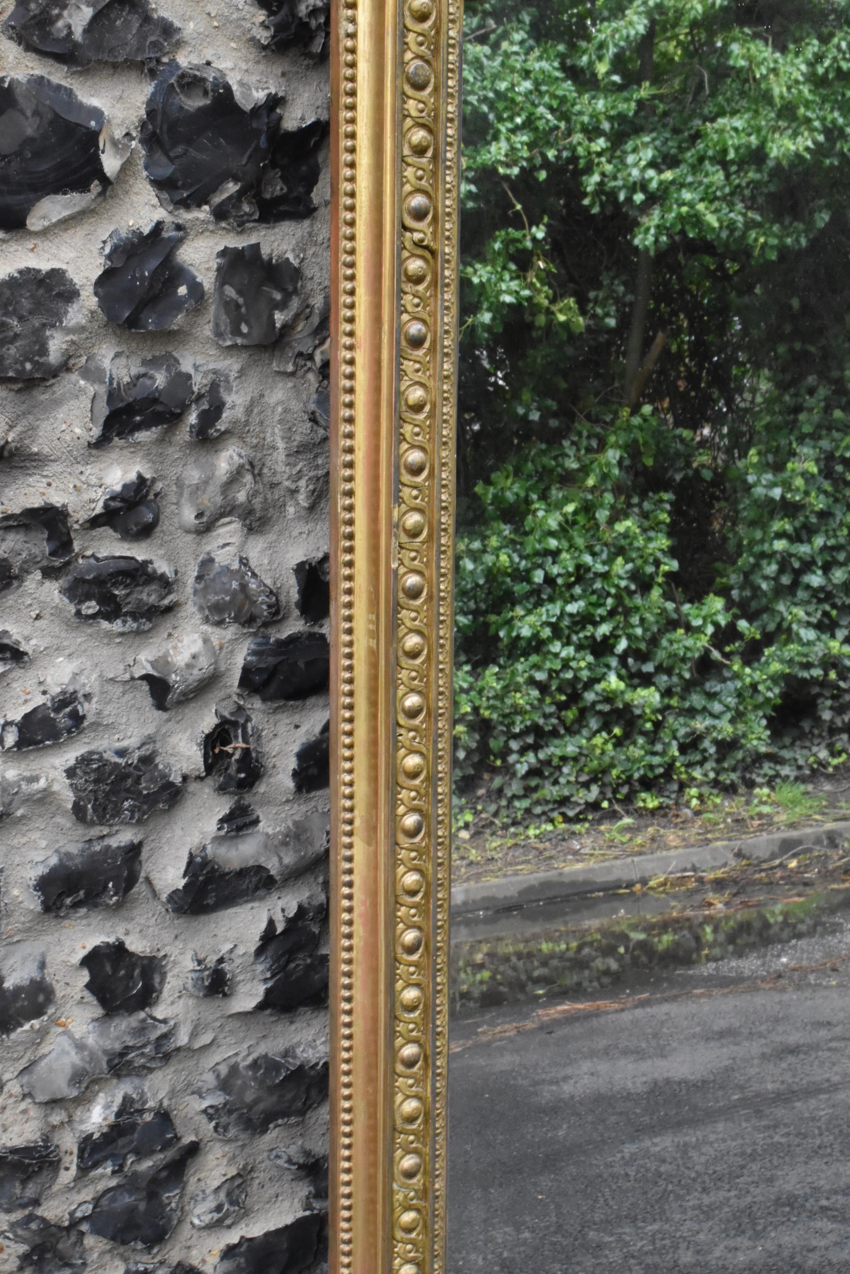 A 19th century French Louis XVI style large gilt wall mirror, having a sevres style painted plaque - Image 4 of 13