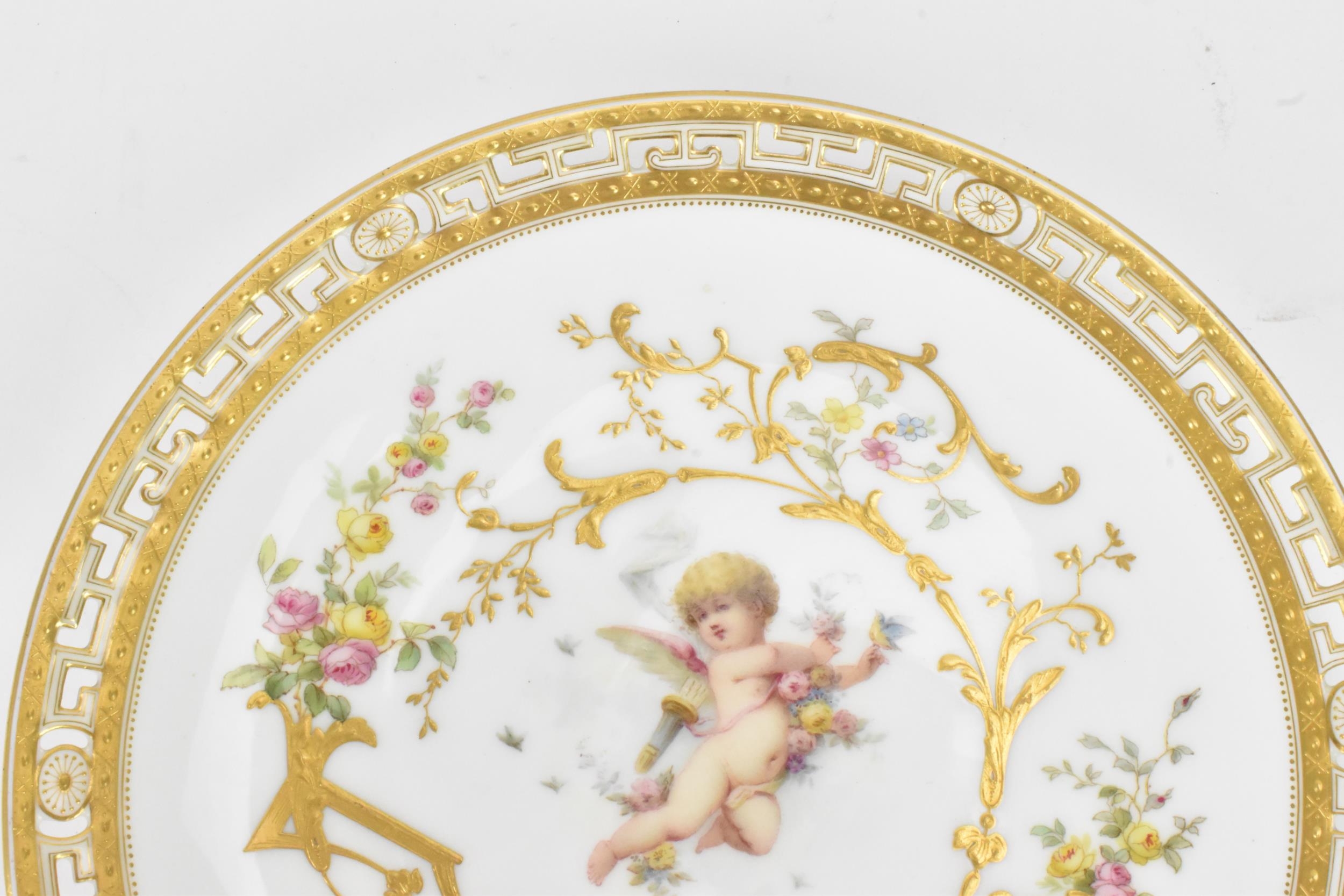 A late 19th century Mintons porcelain cabinet plate, signed Anton Boullemier, painted with a - Image 2 of 8