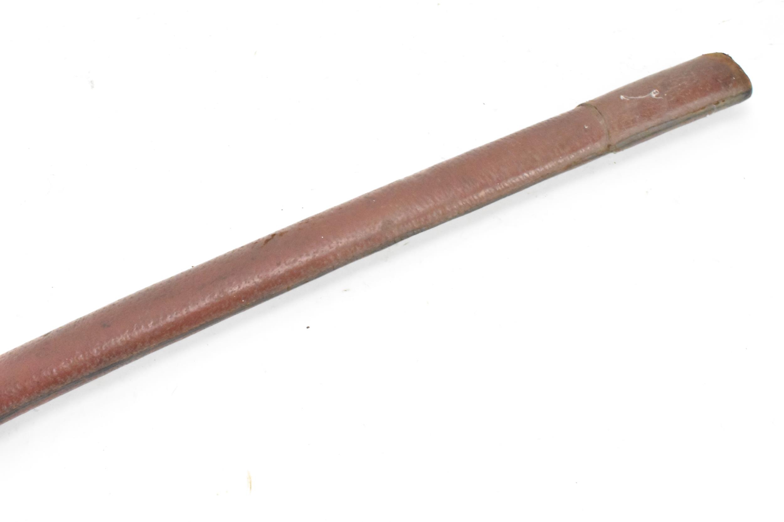 A WWII Japanese officers Katana sword and scabbard, both bound in red leather, steel blade, - Image 14 of 14
