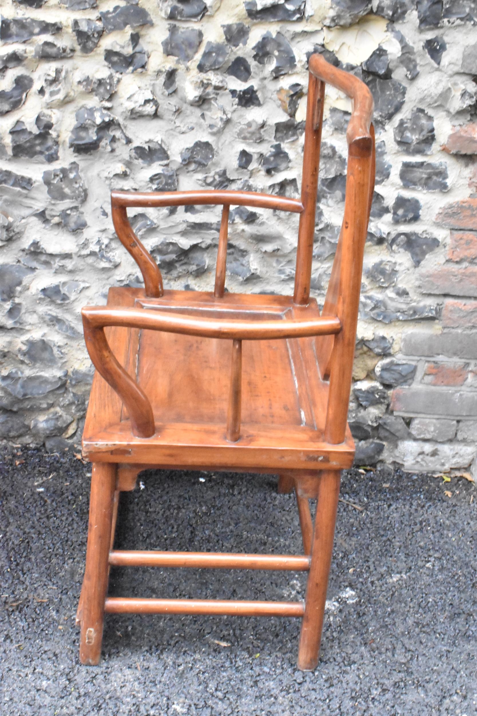 A pair of 20th century Chinese Ming style hardwood armchairs, with curved top rail and curved - Image 3 of 10