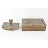 A Persian late Qajar dynasty ink blotter and rectangular formed cigarette box, both profusely