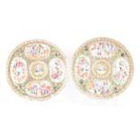 A pair of Chinese export late 19th century Canton Famille Rose porcelain plates, in polychrome