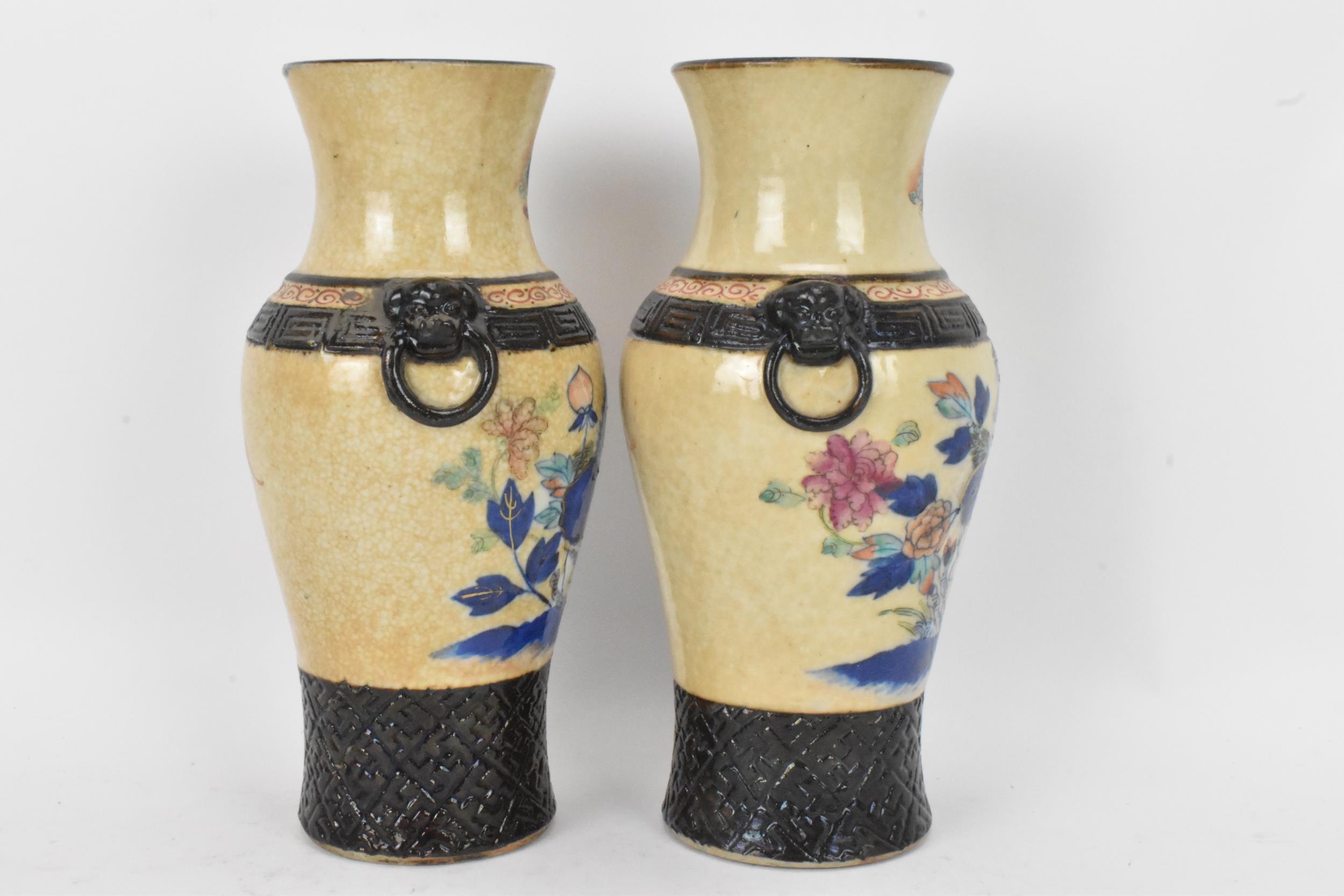A pair of Chinese Nanking crackle glazed vases, Qing dynasty, late 19th century, baluster form - Image 4 of 7