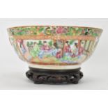 A Chinese export late 19th century Canton Famille Rose bowl, in polychrome enamels, the exterior