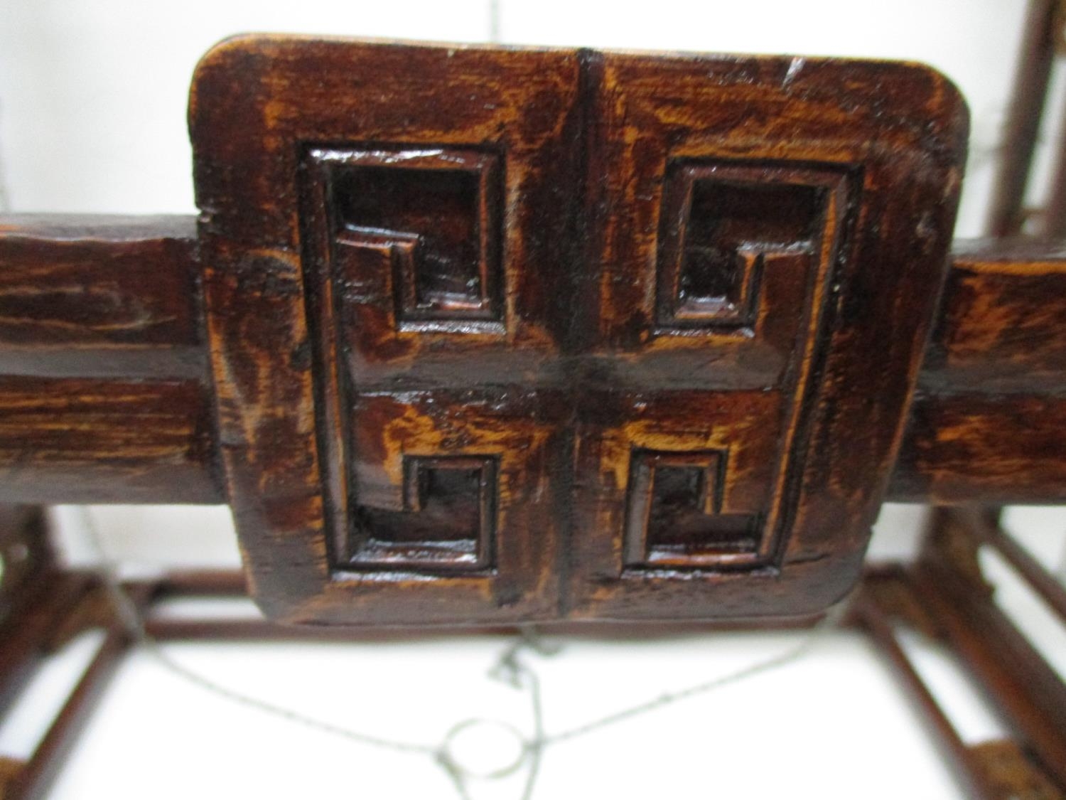 A pair of 19th century Chinese tielimu and boxwood hanging lanterns, carved and fretworked with - Image 7 of 9