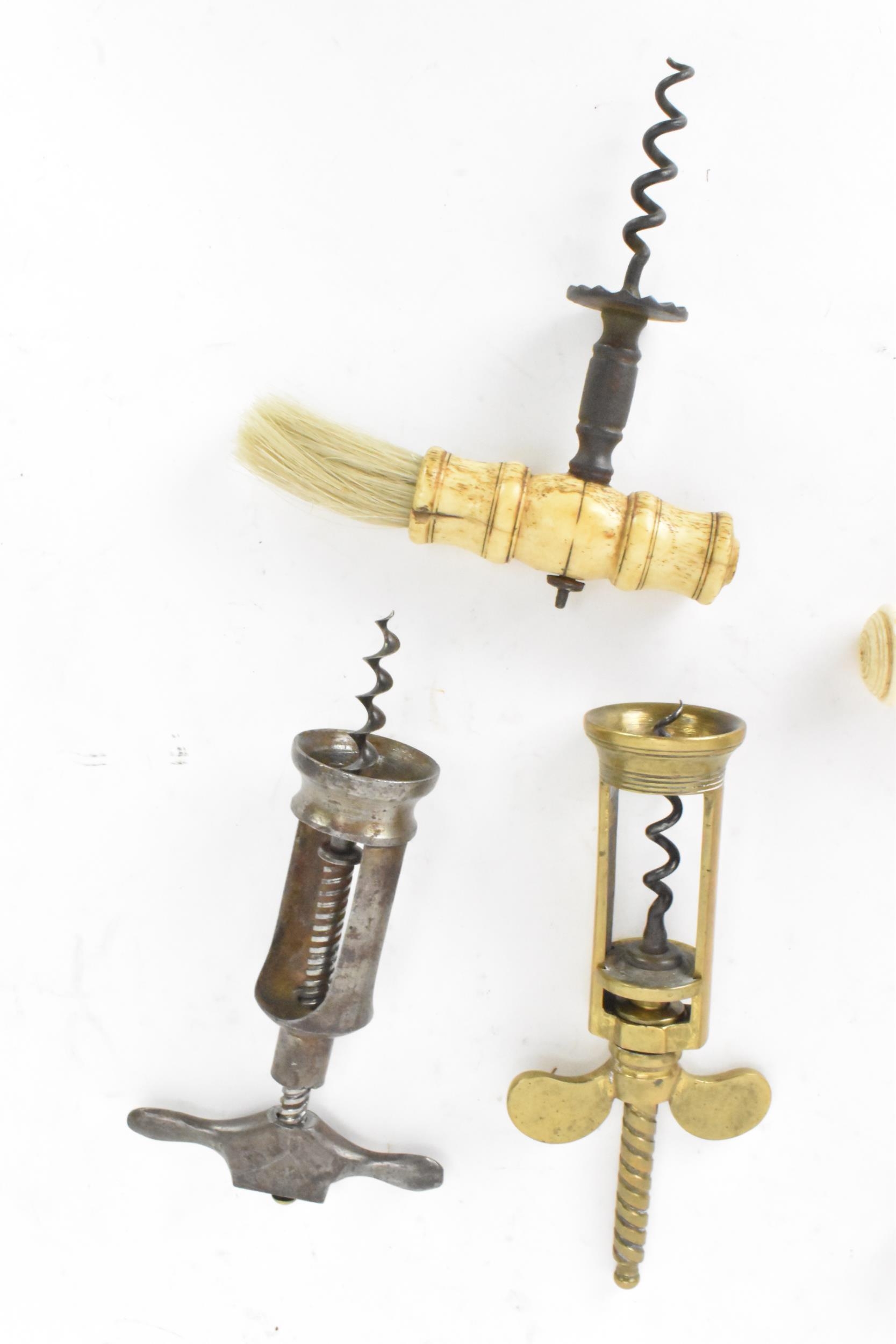 Helixophilia - Seven various corkscrews to include a 19th century brass Coney & Co patent mechanical - Image 3 of 7