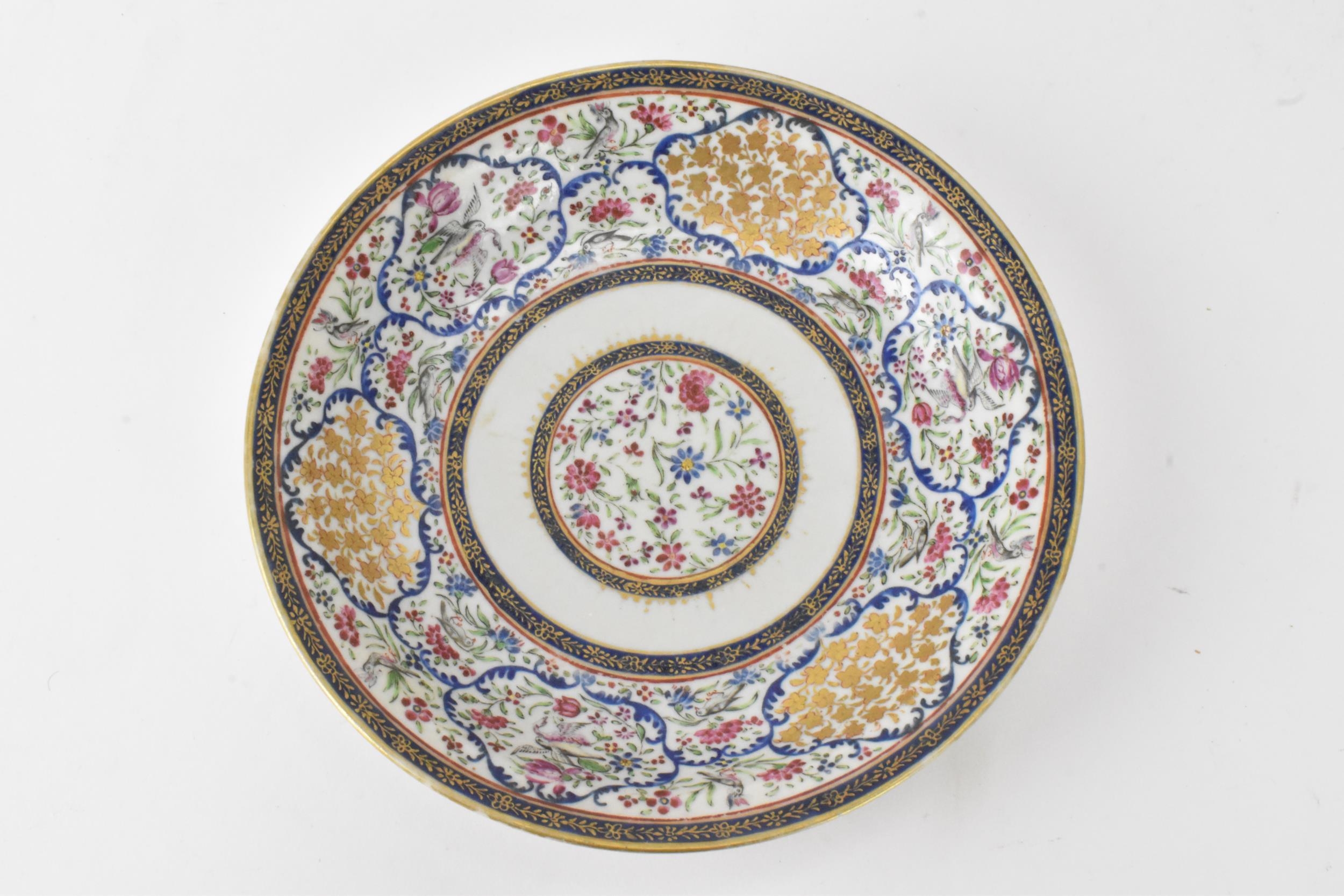 A set of three Chinese export famille rose plates, Qing Dynasty, 19th century, made for the Indian - Image 4 of 9