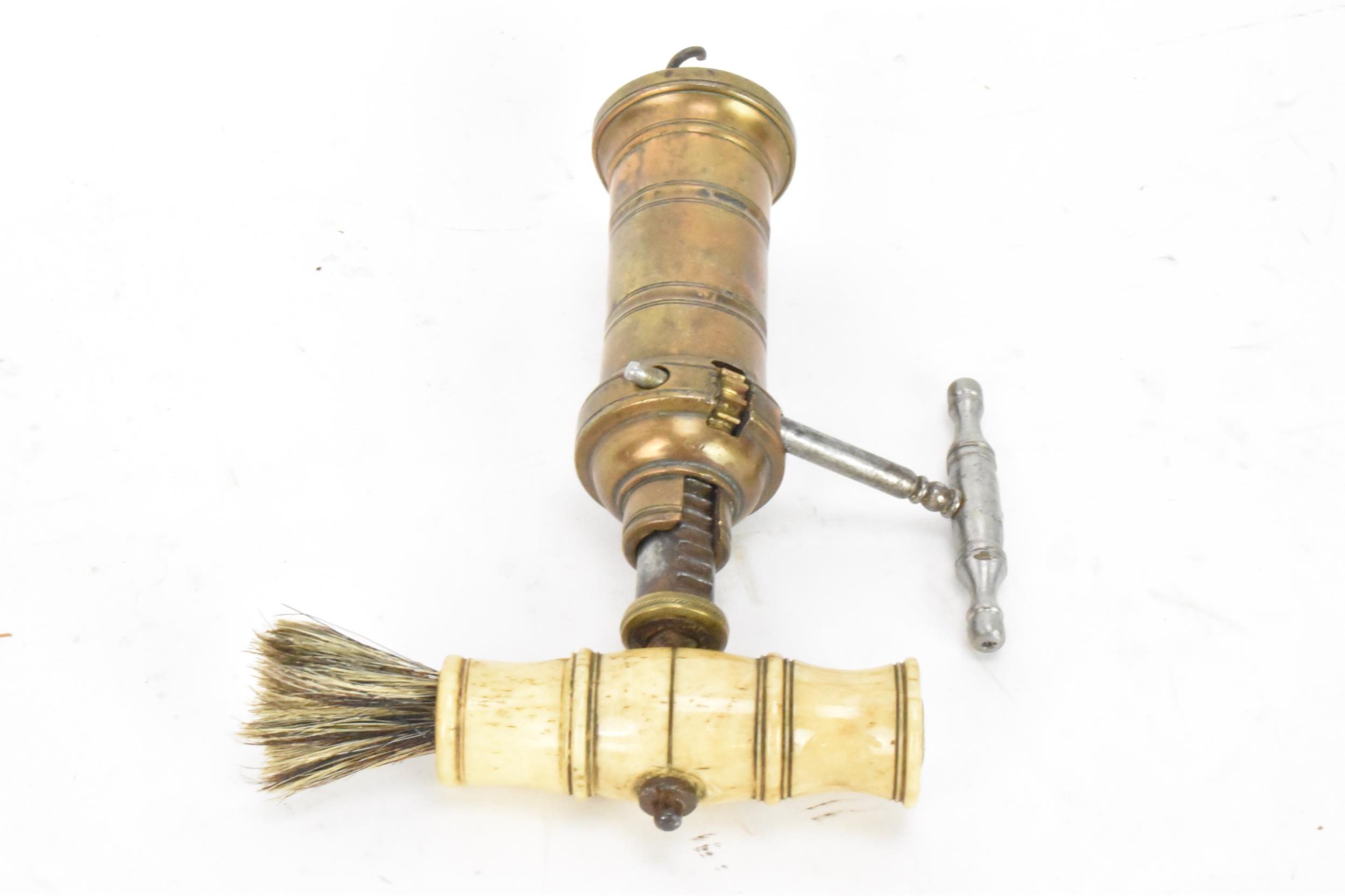 Helixophilia - A Victorian 'Kings Screw' patent type brass corkscrew with turned bone handle, - Image 3 of 5