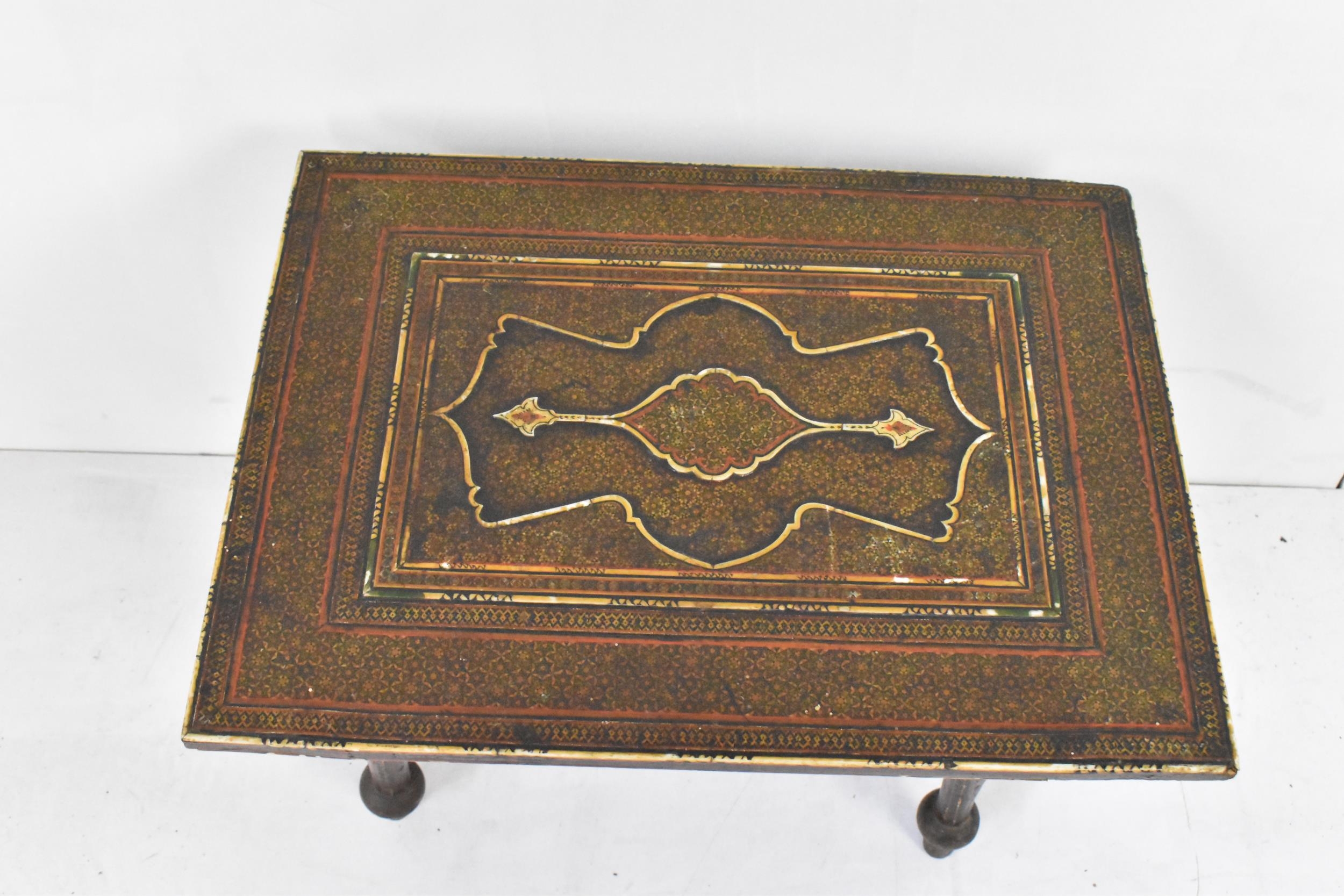 A late 19th/early 20th century Persian small occasional table, profusely inlaid with micro-mosaic - Image 2 of 5