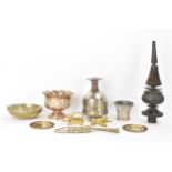 A selection of Middle Eastern artifacts to include a 19th century Persian Qajar copper hookah cup