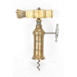 Helixophilia - A Victorian 'Kings Screw' patent type brass corkscrew with turned bone handle,
