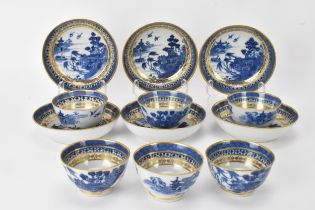 A set of Six Chinese late 18th century, blue and white export porcelain tea bowls and six