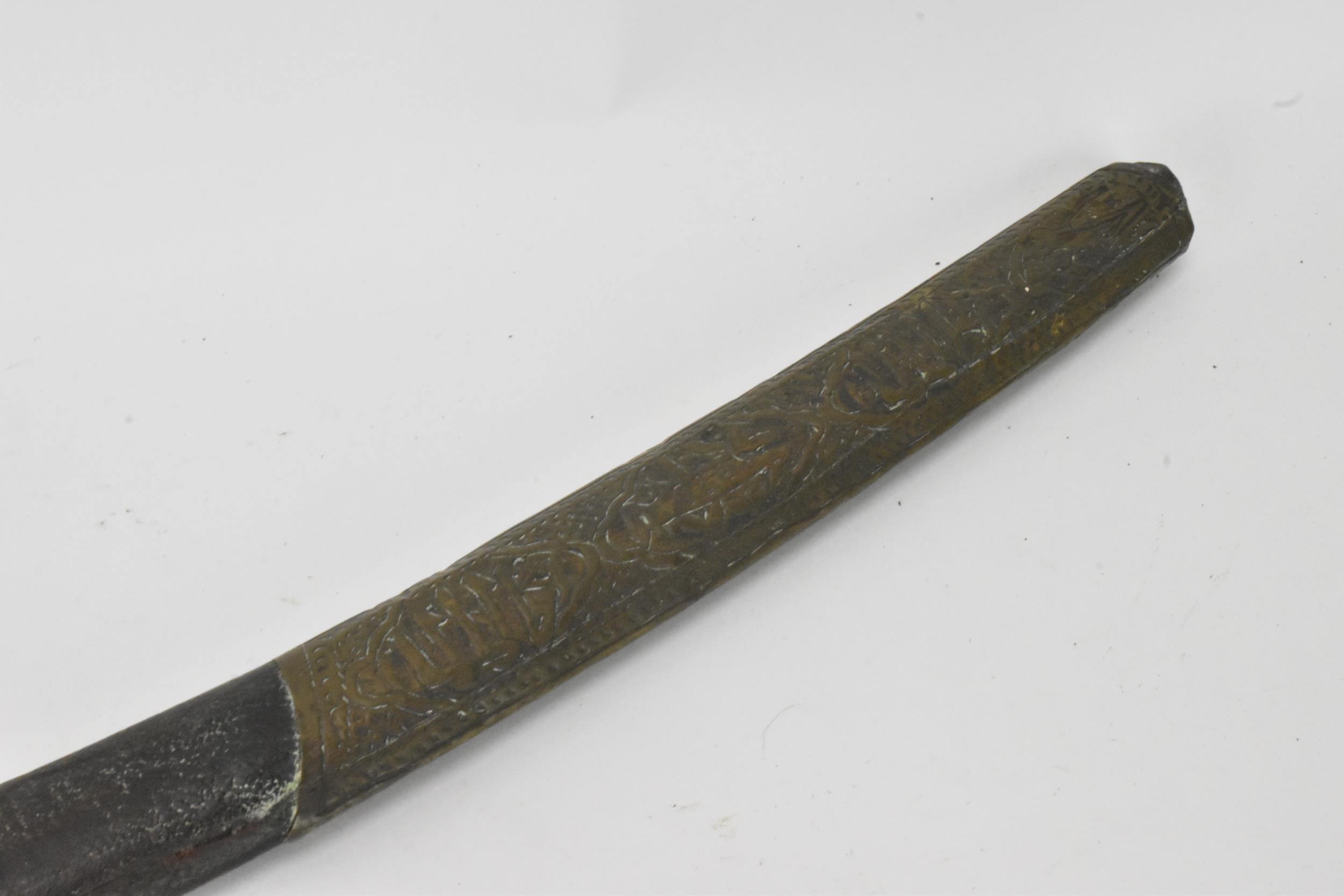 An Ottoman Empire shamshir sword, having a curved blade with gilt calligraphy, characteristic gilt - Image 15 of 16