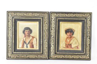E Mason - Two late 19th century oil on boards depicting portraits of a gent and a lady, one with