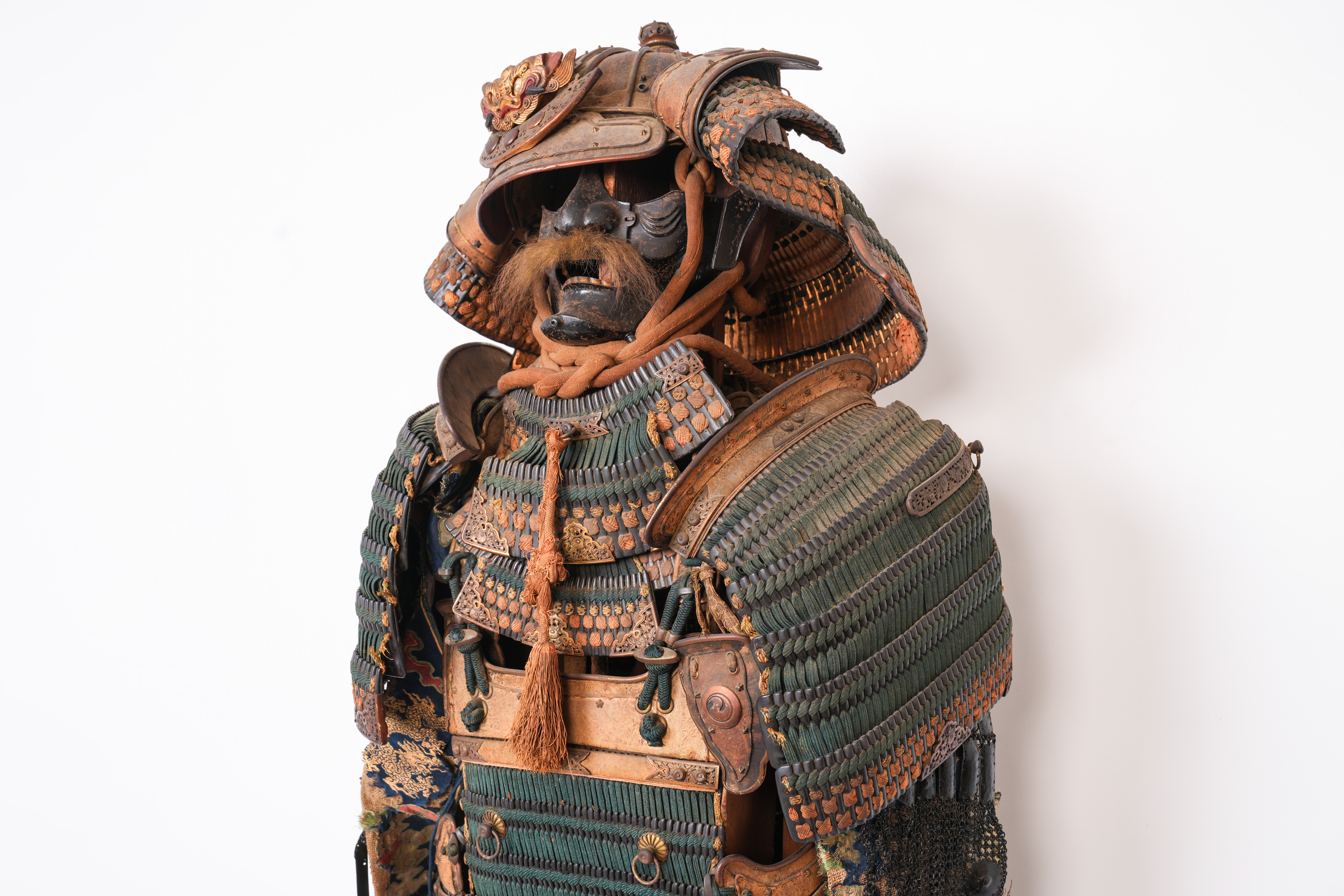 A Japanese 18th century Samurai Warriors Armour fitted with menpo facial armour, a kabuto helmet - Image 3 of 16