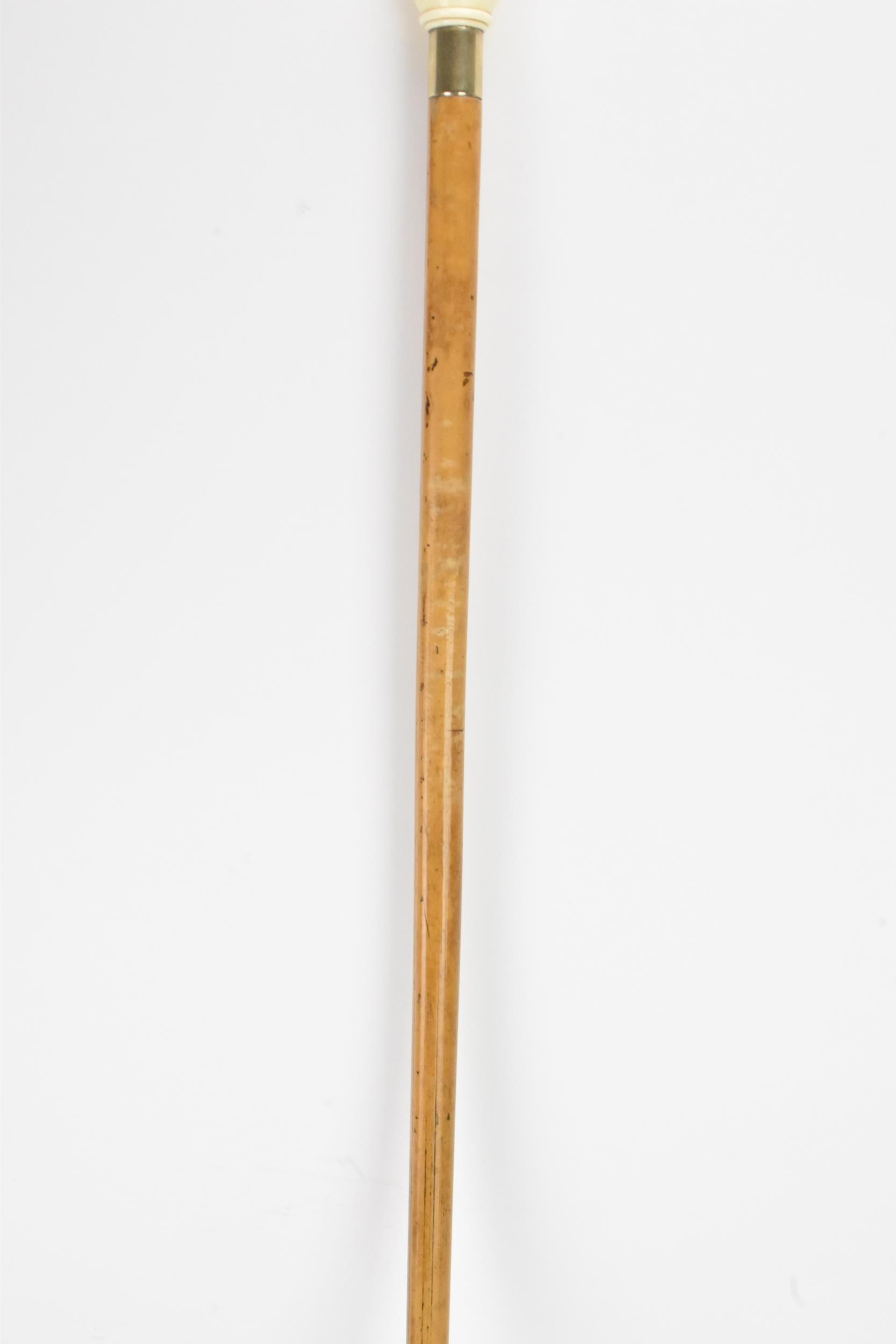 A late 19th/early 20th century walking stick, with an ivory knop handle inset with a compass, nickel - Image 4 of 5