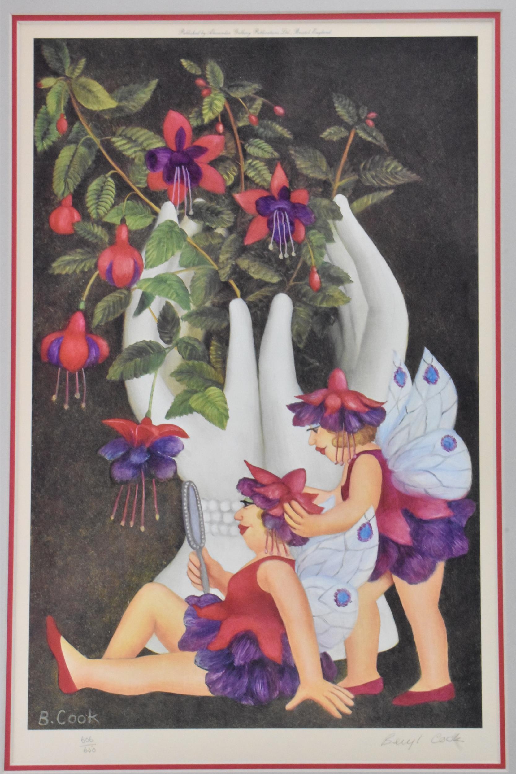 Beryl Cook (1926-2008) 'Fuchsia Fairies' signed limited edition print, numbered 606/650, 28.5cm x - Image 2 of 4