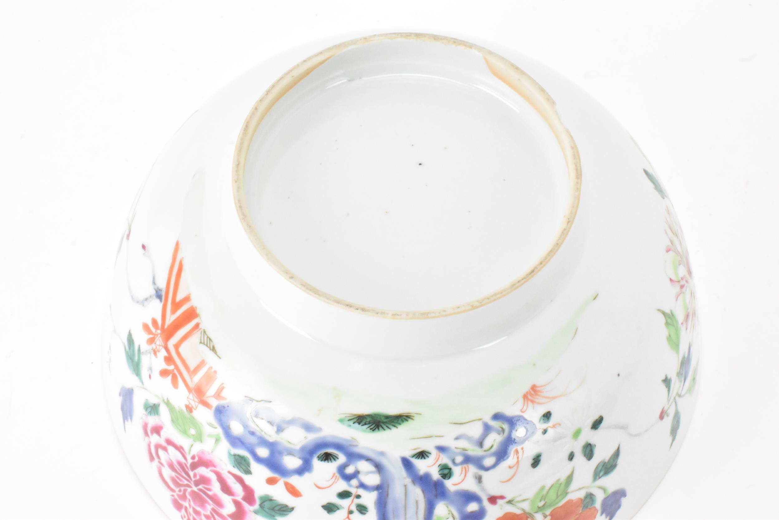 A Chinese famille rose punch bowl, Qianlong, mid 18th century, painted with foliage and the border - Image 6 of 6