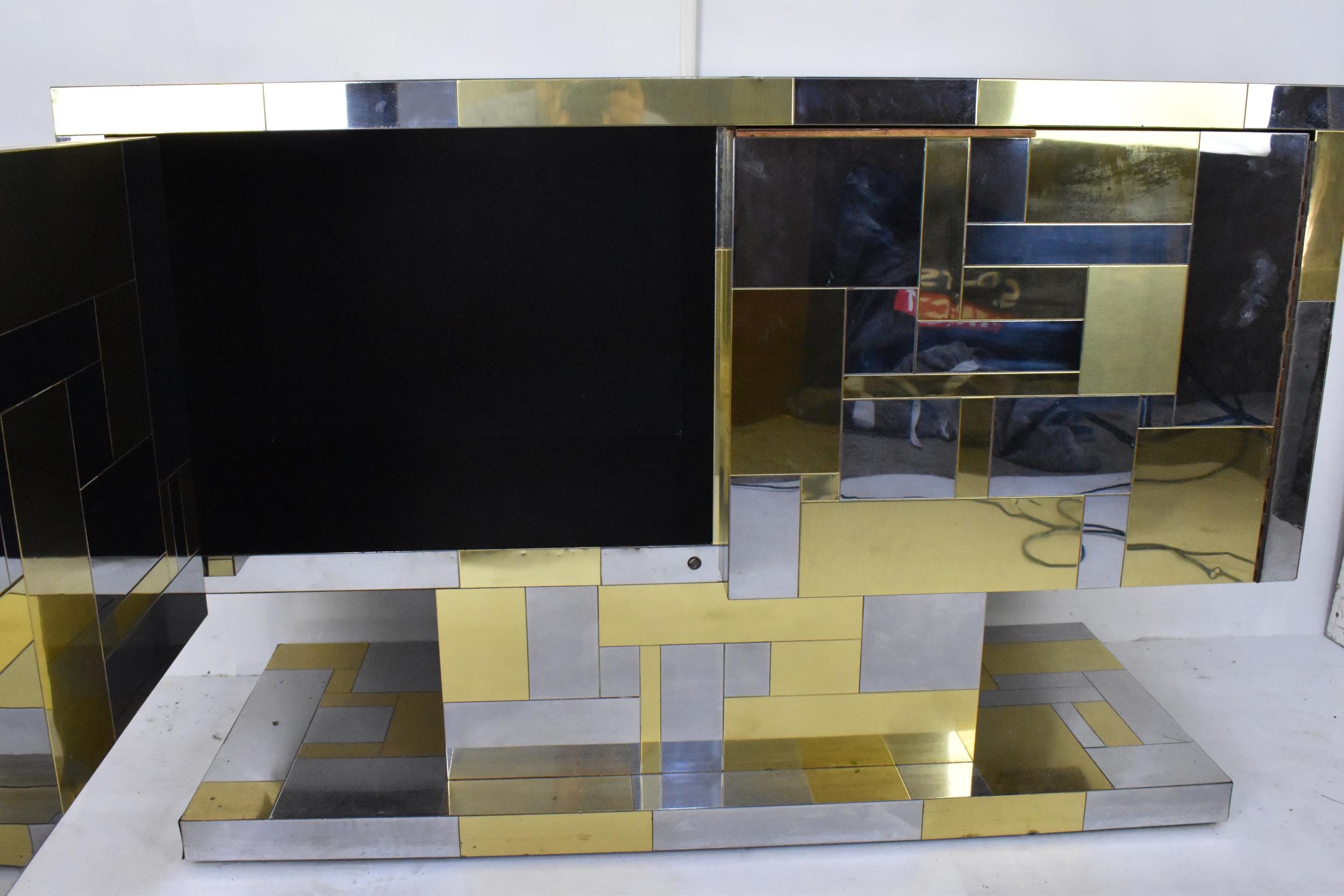 A Paul Evans 'Cityscape' chromed steel and brass sideboard, produced by Directional, circa 1970, - Image 5 of 15