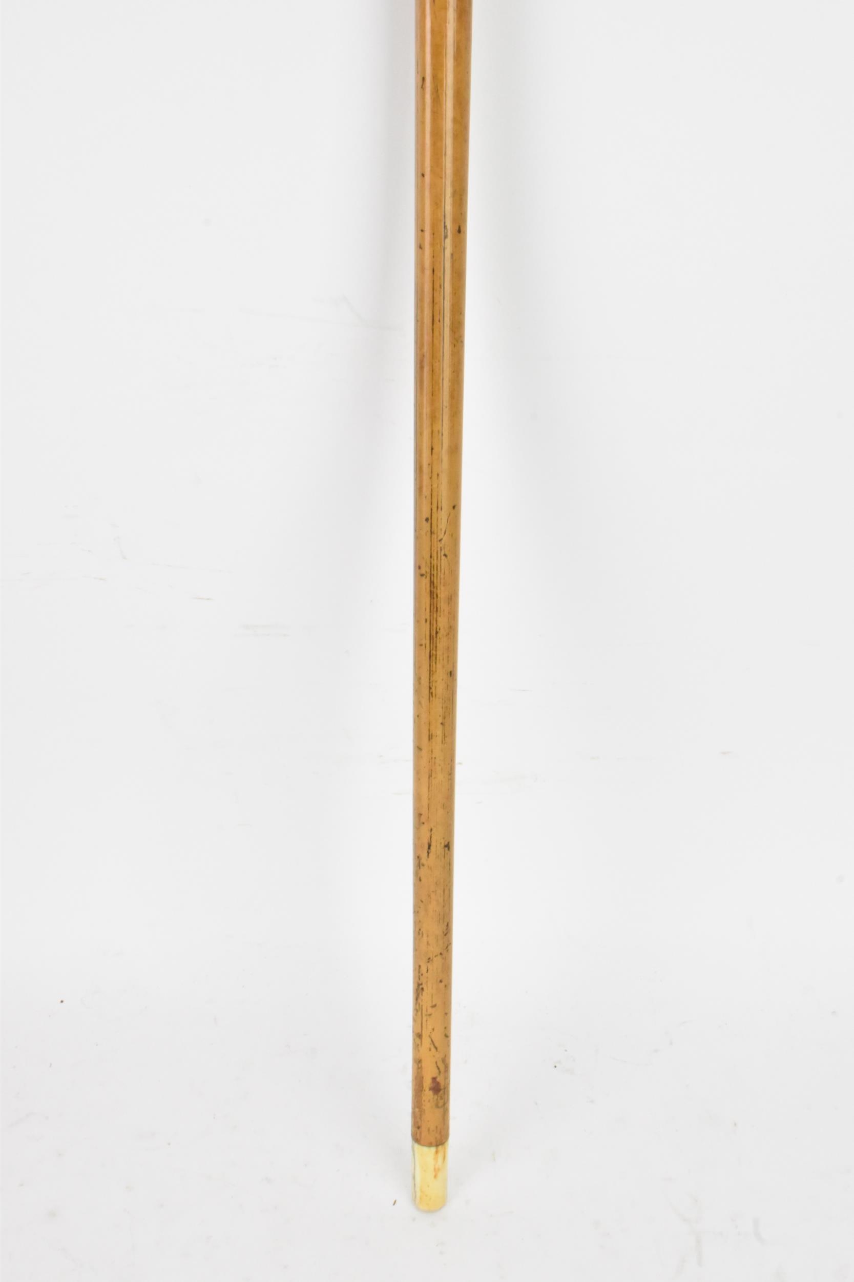 A late 19th/early 20th century walking stick, with an ivory knop handle inset with a compass, nickel - Image 5 of 5