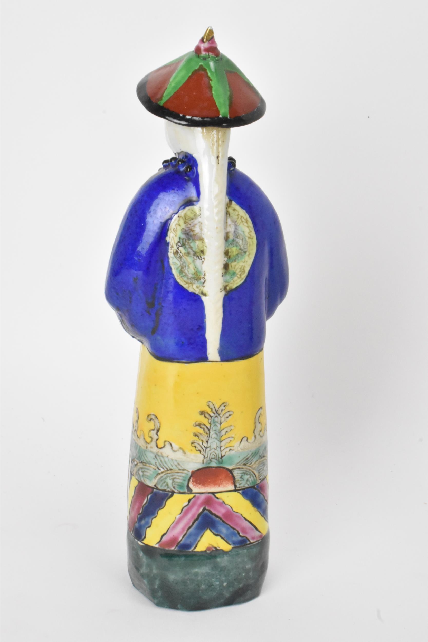 Chinese porcelain to include a polychrome enamel figure of an immortal God 22cm high, twin handled - Image 3 of 8