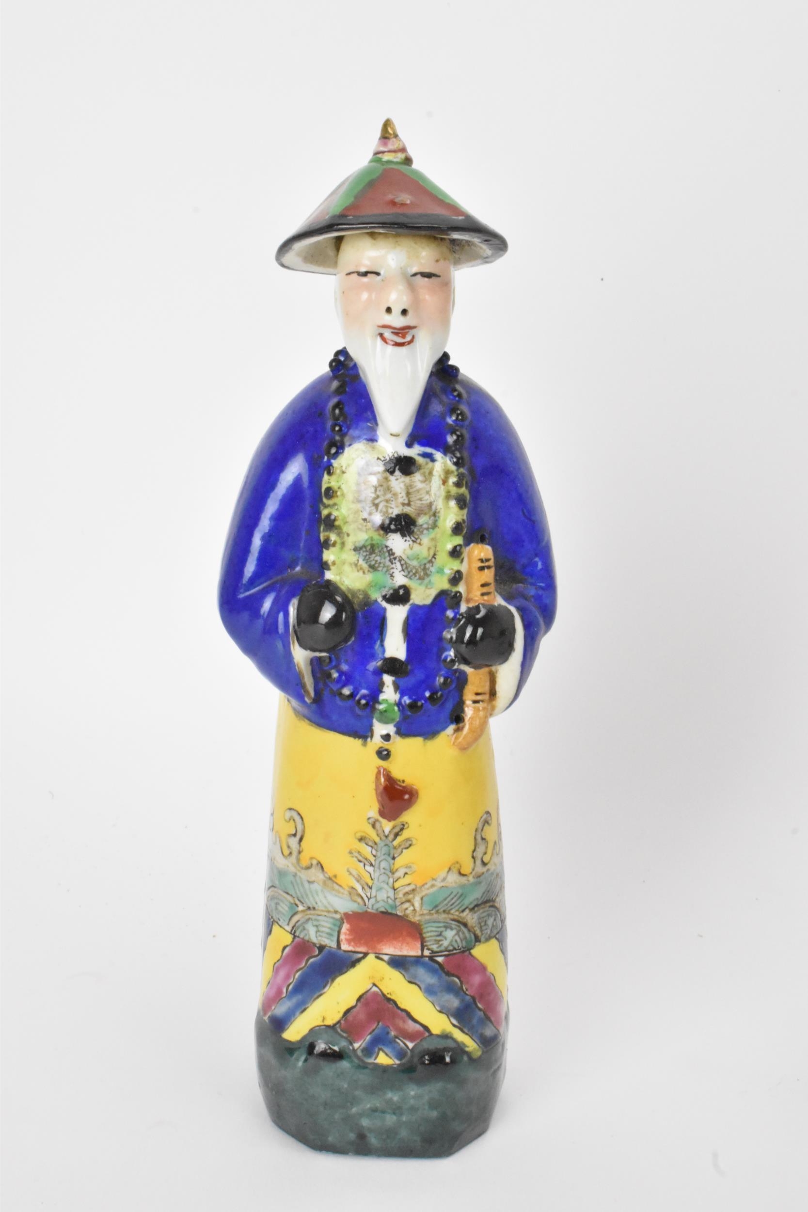 Chinese porcelain to include a polychrome enamel figure of an immortal God 22cm high, twin handled - Image 2 of 8