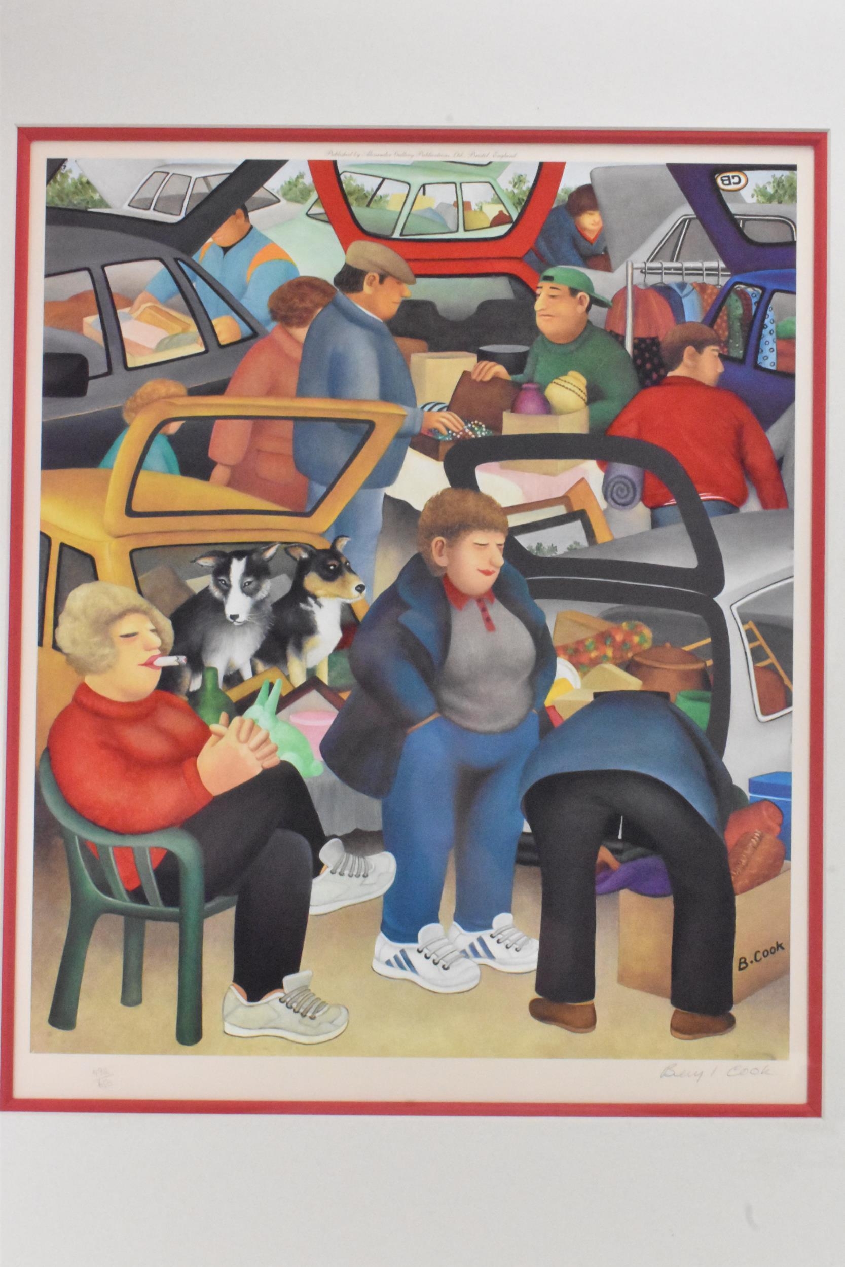 Beryl Cook (1926-2008) 'The Boot Sale' signed limited edition print, numbered 492/650, 39cm x 46. - Image 2 of 4