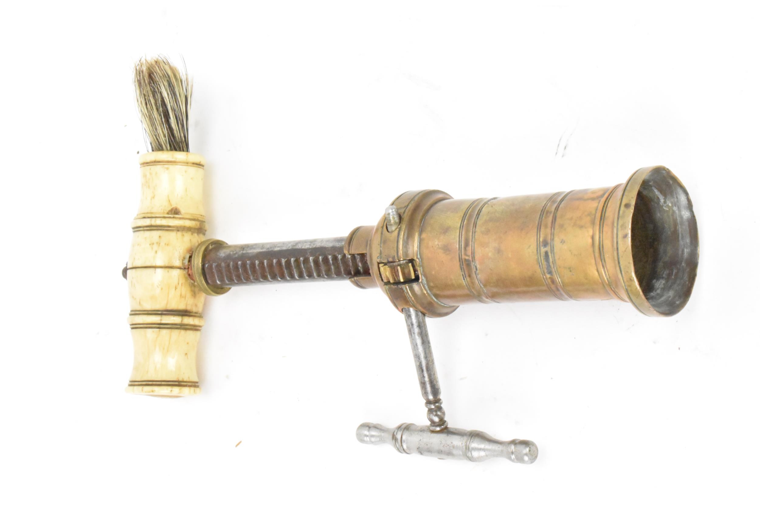 Helixophilia - A Victorian 'Kings Screw' patent type brass corkscrew with turned bone handle, - Image 4 of 5