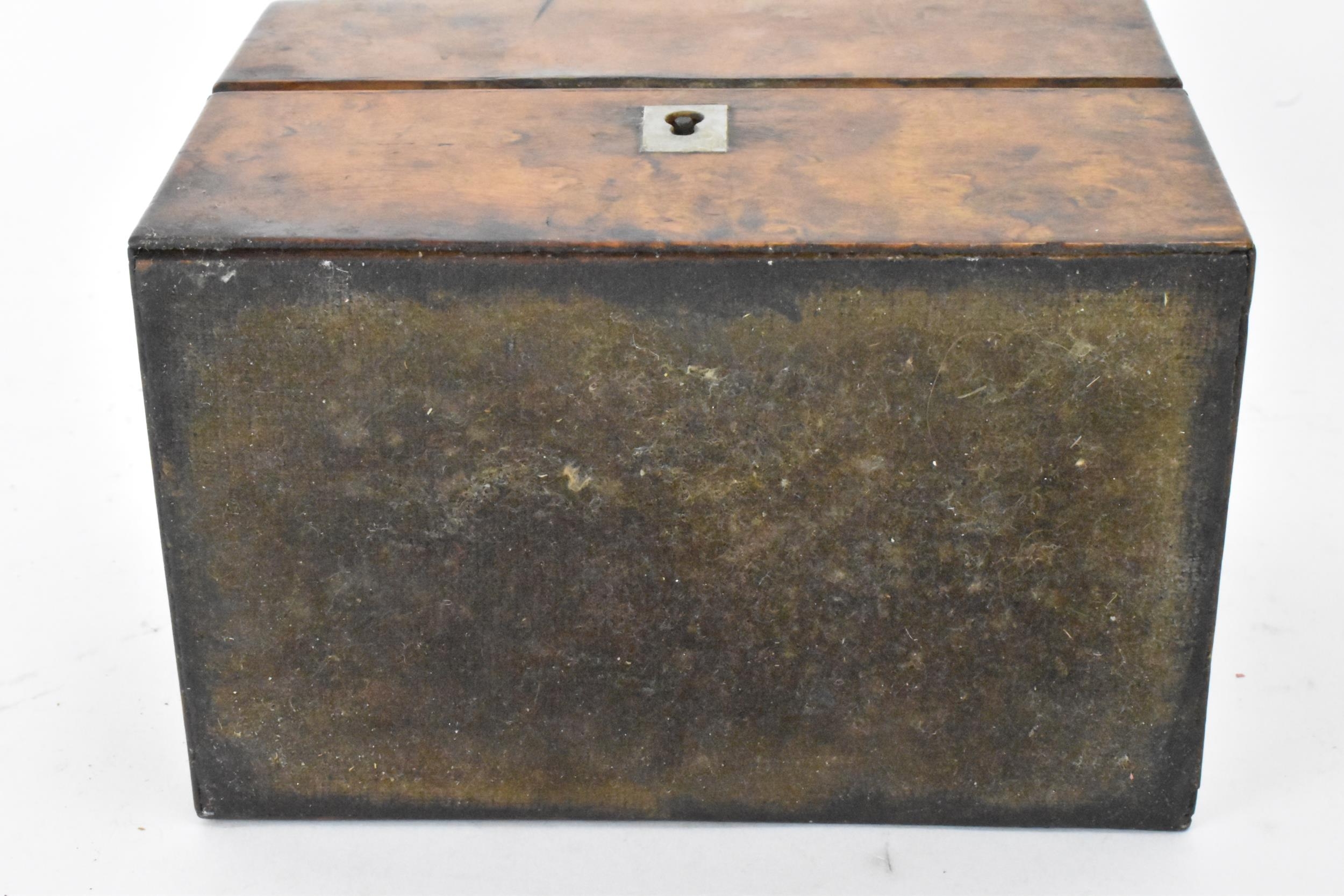 A Victorian apothecary burr veneered box, having mother of pearl escutcheon and a cartouche to the - Image 7 of 8