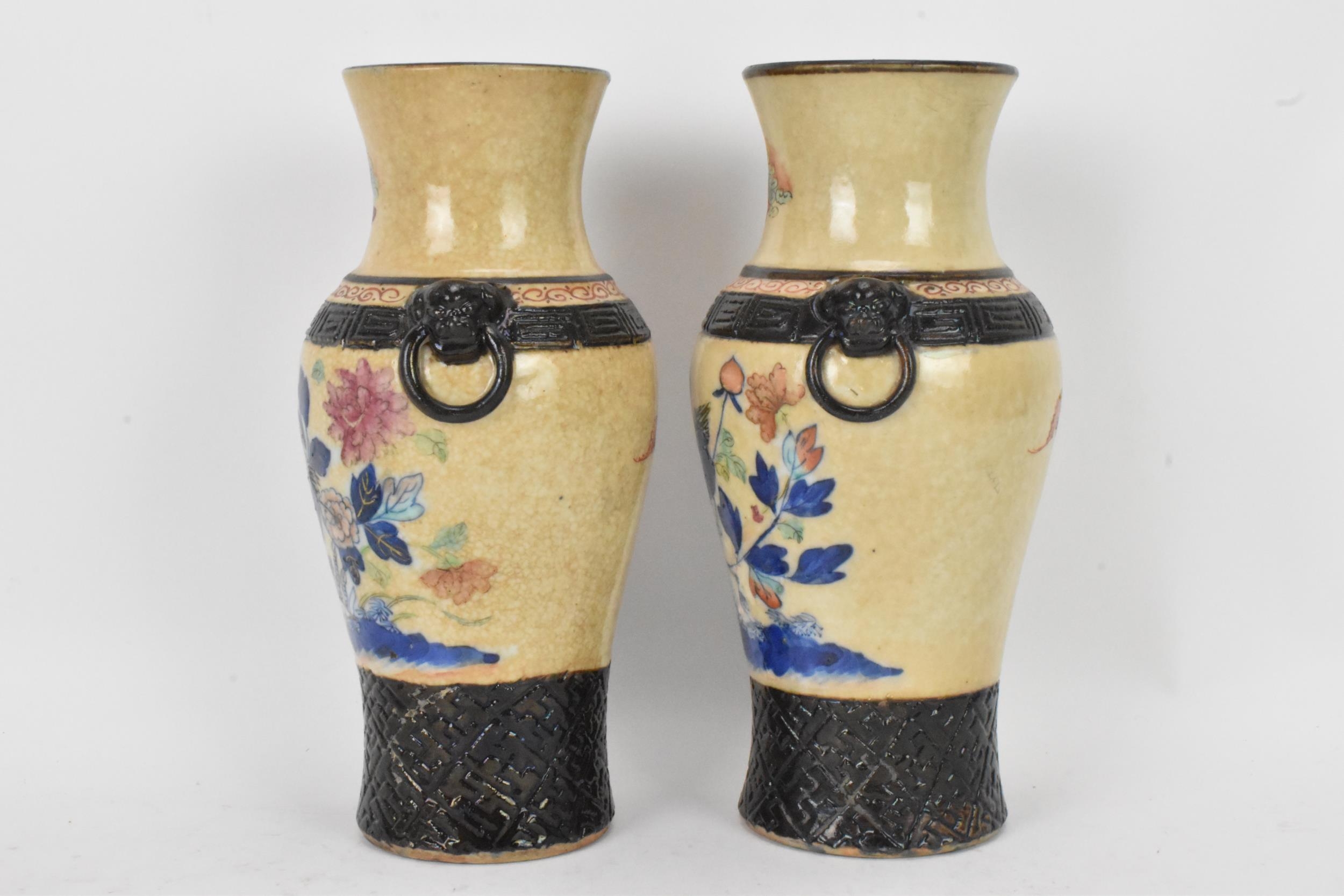 A pair of Chinese Nanking crackle glazed vases, Qing dynasty, late 19th century, baluster form - Image 2 of 7