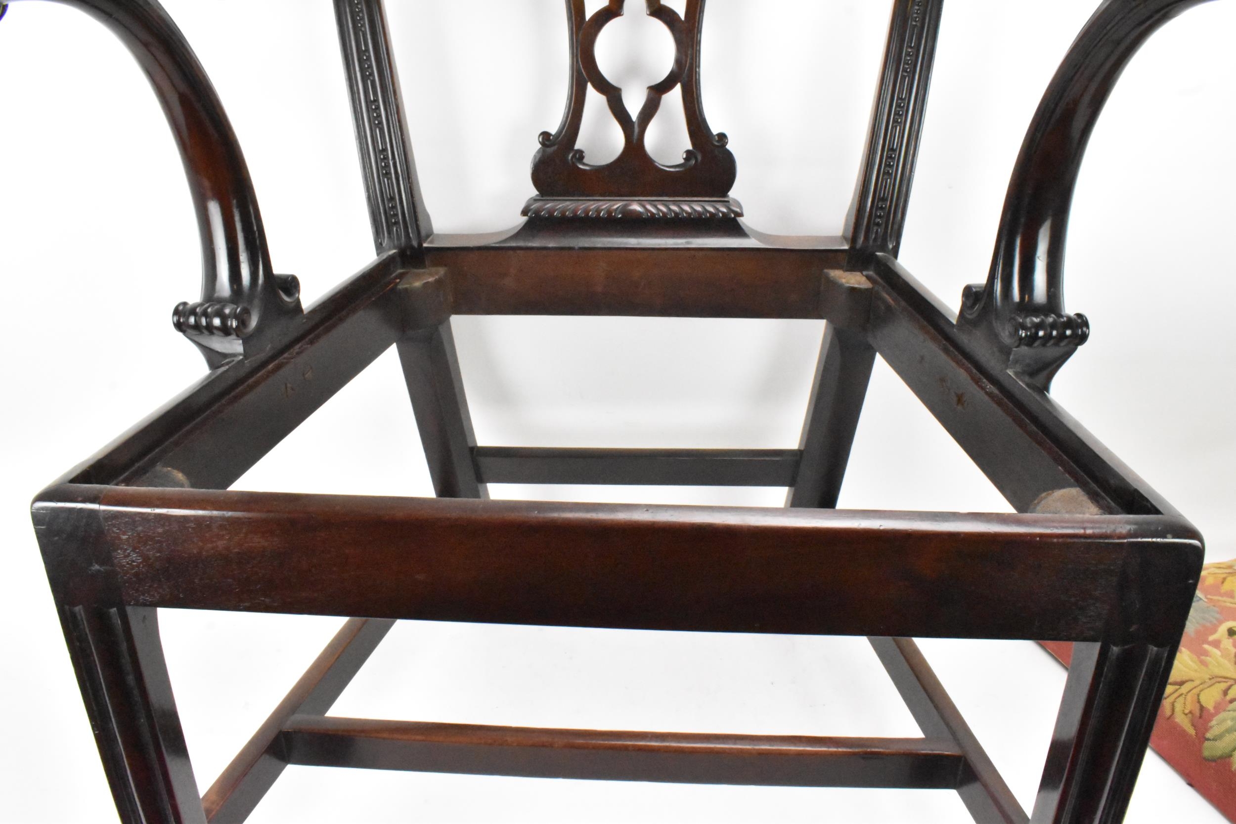 A pair of late 19th century mahogany Chippendale style carver chairs, carved with C scrolls, egg and - Image 14 of 17
