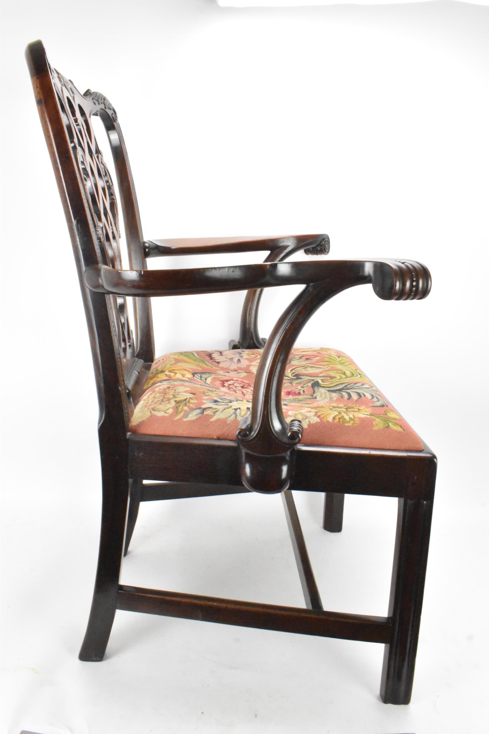 A pair of late 19th century mahogany Chippendale style carver chairs, carved with C scrolls, egg and - Image 8 of 17