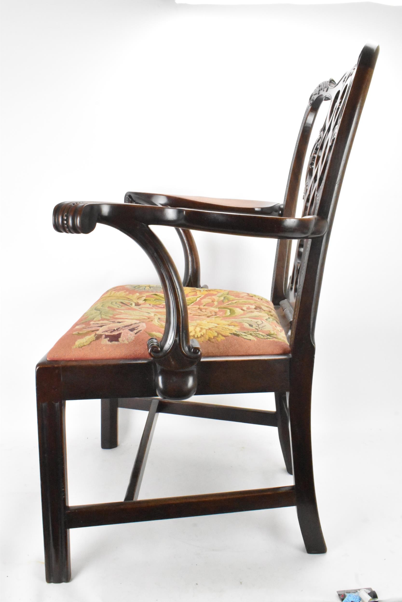 A pair of late 19th century mahogany Chippendale style carver chairs, carved with C scrolls, egg and - Image 15 of 17