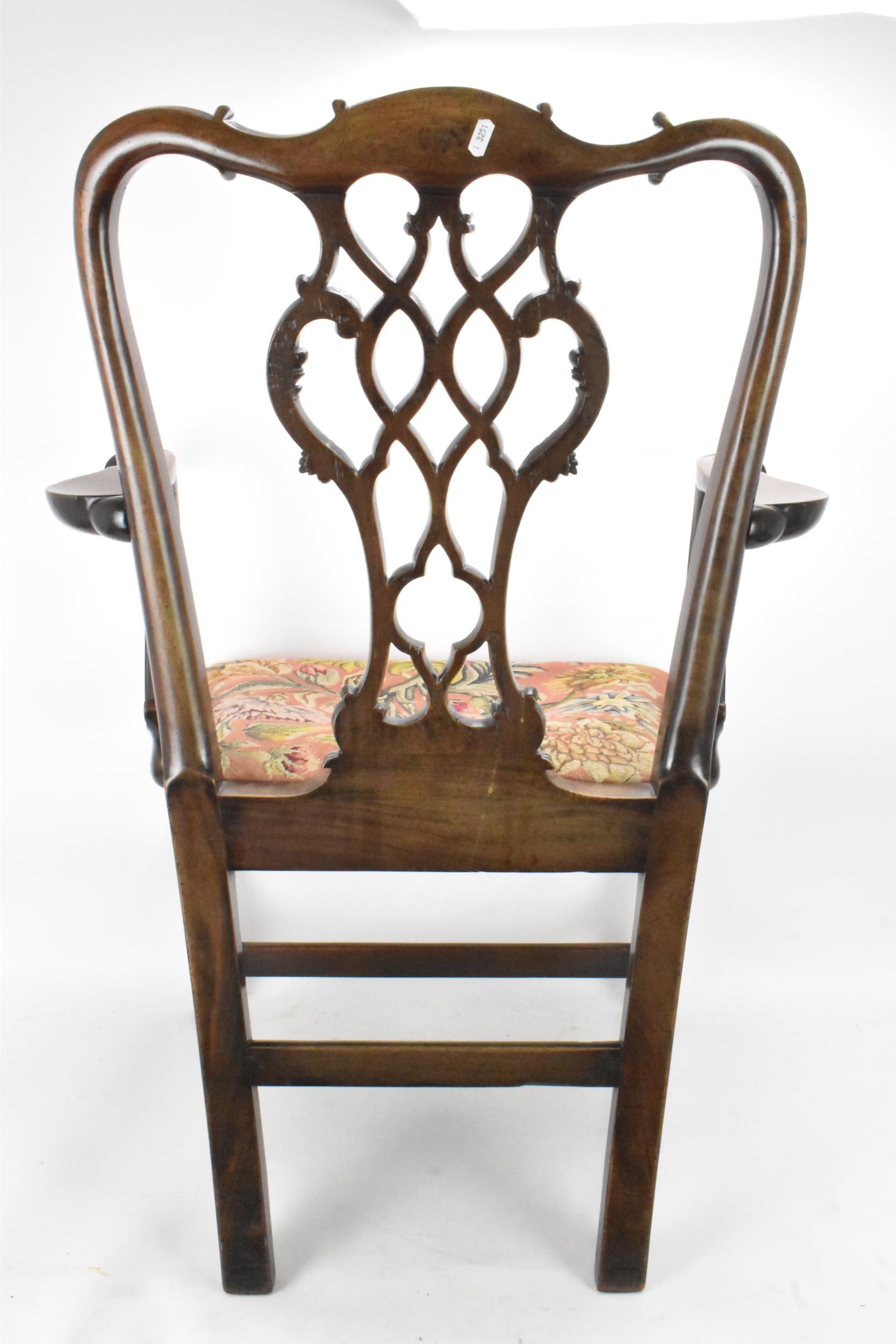 A pair of late 19th century mahogany Chippendale style carver chairs, carved with C scrolls, egg and - Image 7 of 17