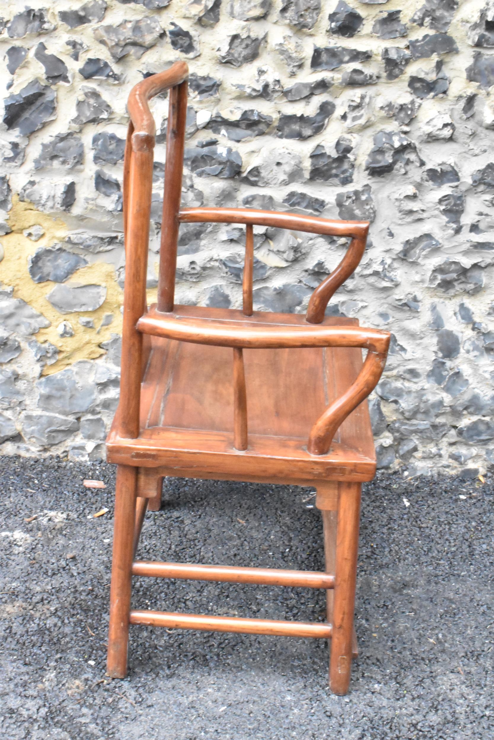 A pair of 20th century Chinese Ming style hardwood armchairs, with curved top rail and curved - Image 8 of 10