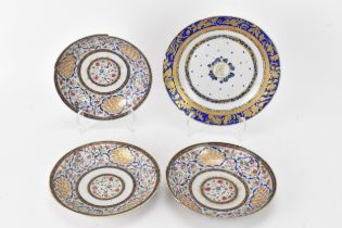 A set of three Chinese export famille rose plates, Qing Dynasty, 19th century, made for the Indian