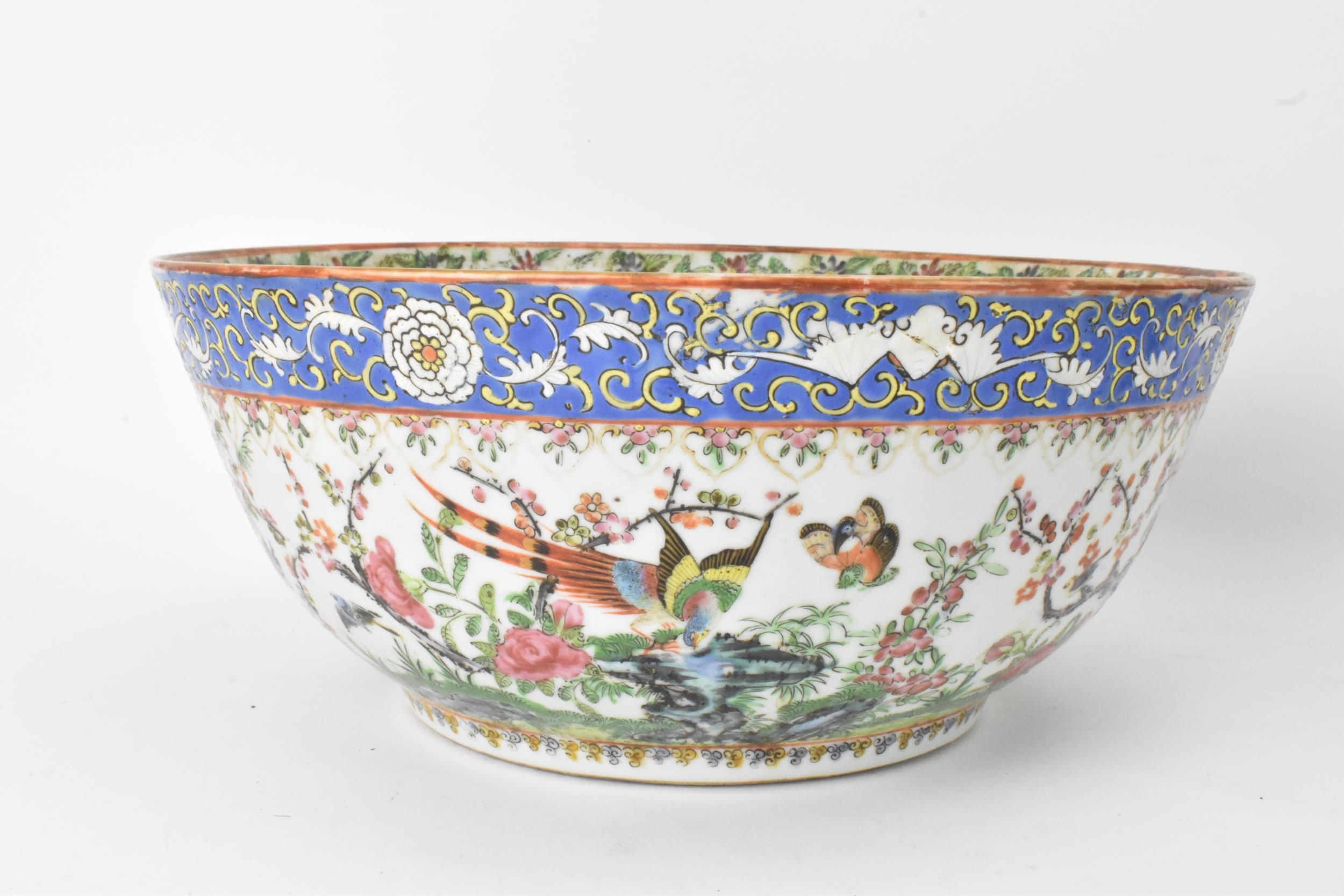 A near pair of Chinese export Canton famille rose punch bowls, Qing dynasty, late 19th century, - Image 2 of 15