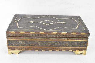 A Persian late Qajar dynasty box, of rectangular form, profusely inlaid with micro-mosaic inlaid