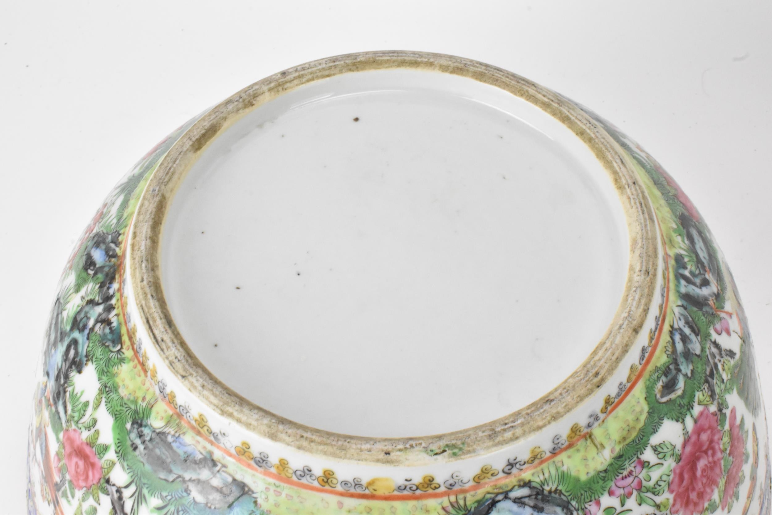 A near pair of Chinese export Canton famille rose punch bowls, Qing dynasty, late 19th century, - Image 8 of 15