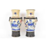 A pair of Chinese Nanking crackle glazed vases, Qing dynasty, late 19th century, baluster form