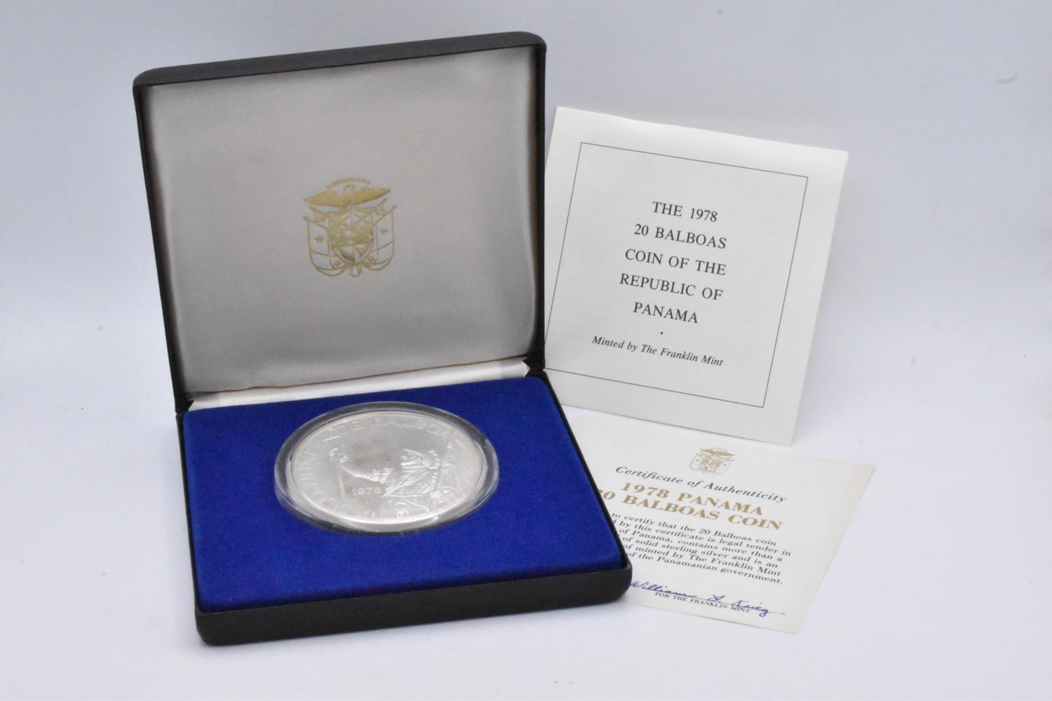 Republic of Panama - Silver 20 Balboas, 1978, in presentation case with certificates,